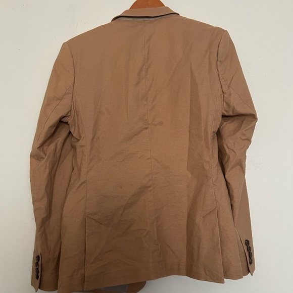 ASOS DESIGN super skinny suit jacket in tan linen mix - Picture 8 of 8